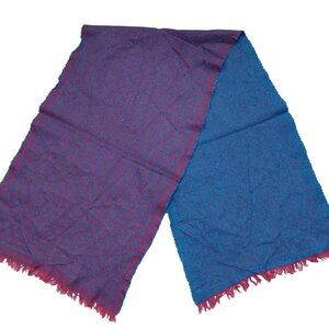 GUCCI Vintage Blue & Pink Reversible Shawl Wrap Scarf w/ Metallic Accents